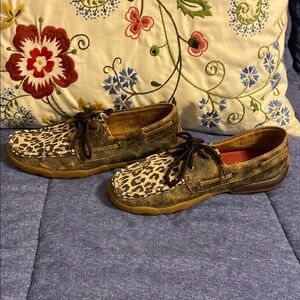 Twisted X Leopard Print Flats with Brown Accents